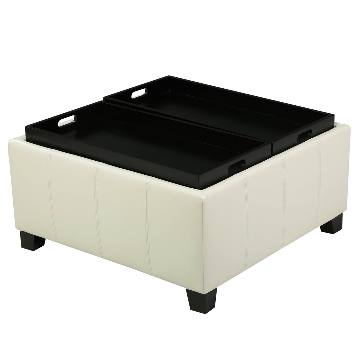 Red Leather Storage Ottoman W481853