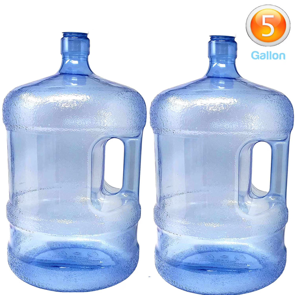 2-Pc Plastic Water Bottle With Screw Caps 5 Gallons Jug Container With Cap N450792