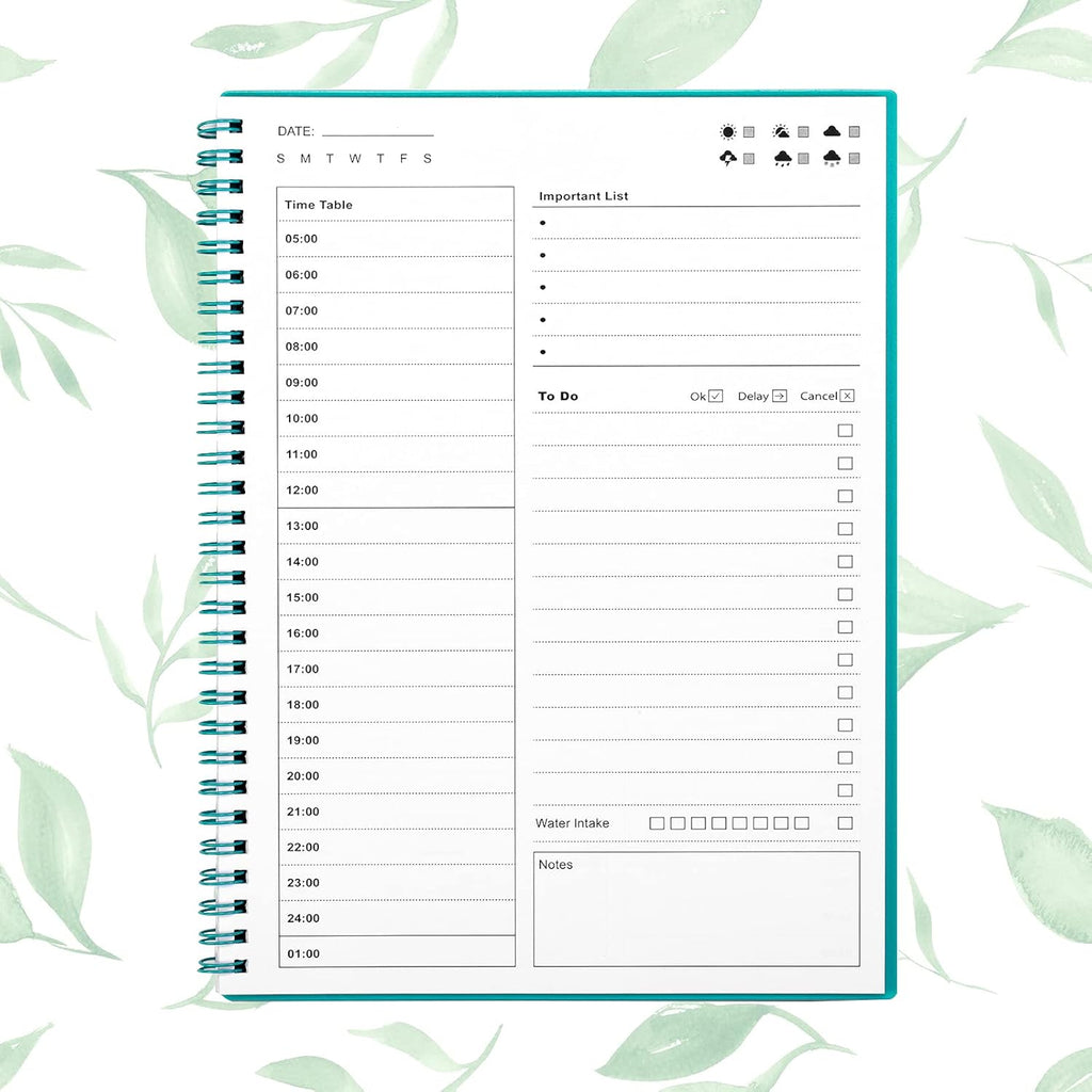Green 5.2"x7.5" Undated Daily Planner B219395