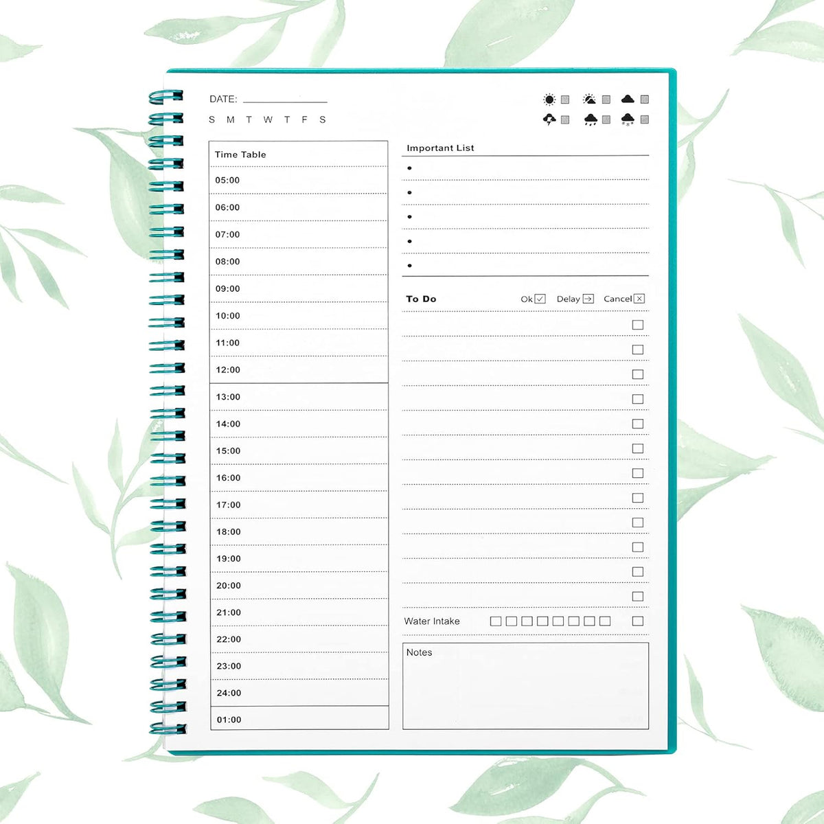 Green 5.2"x7.5" Undated Daily Planner B219395