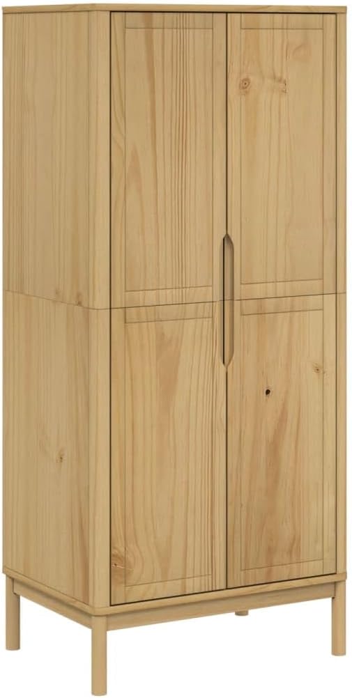 Solid Pine Wood Wax Brown Wardrobe G709