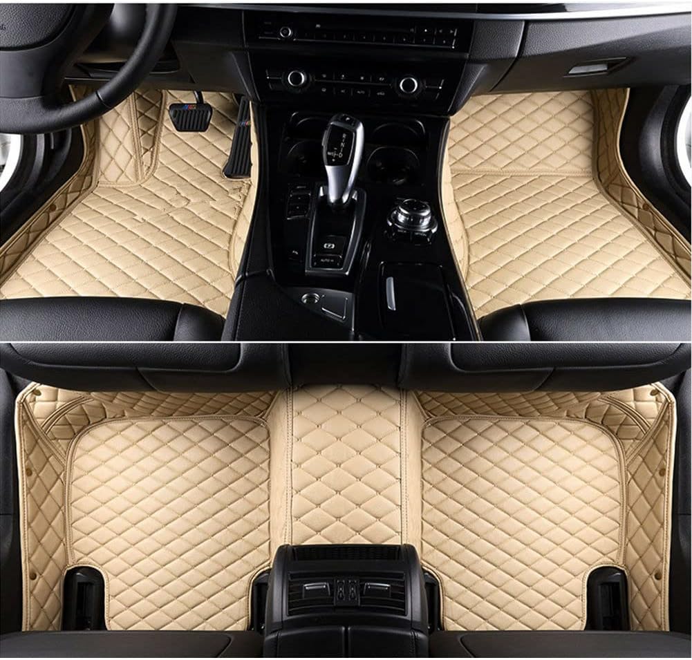 Custom Car Floor Mats Non-Slip Leather Floor Liners Black White Q519