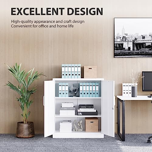 Metal Storage Cabinet with 2 Adjustable Shelves 36" H J19834