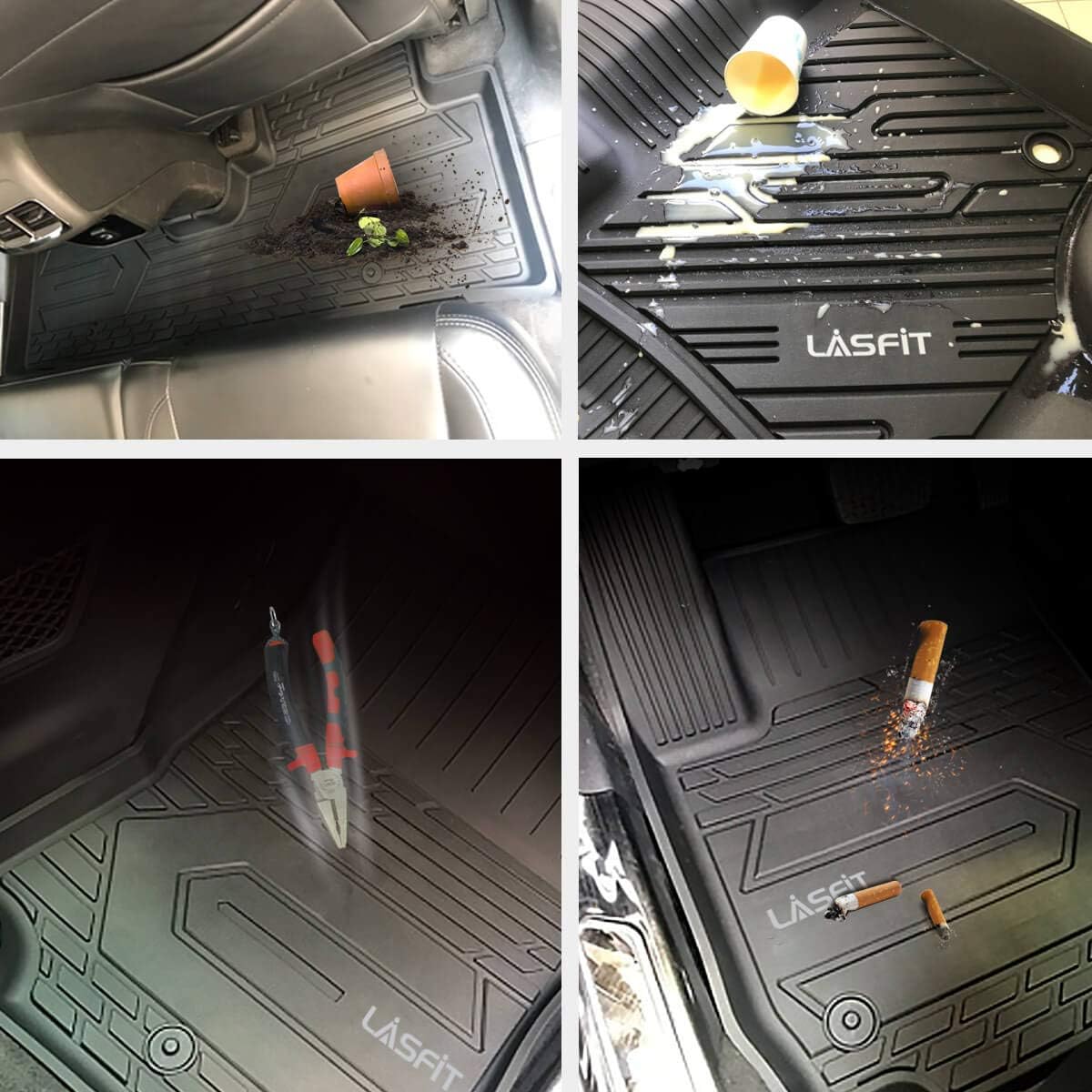 Black TPE Car Floor Liners Front & Rear Rows W483628