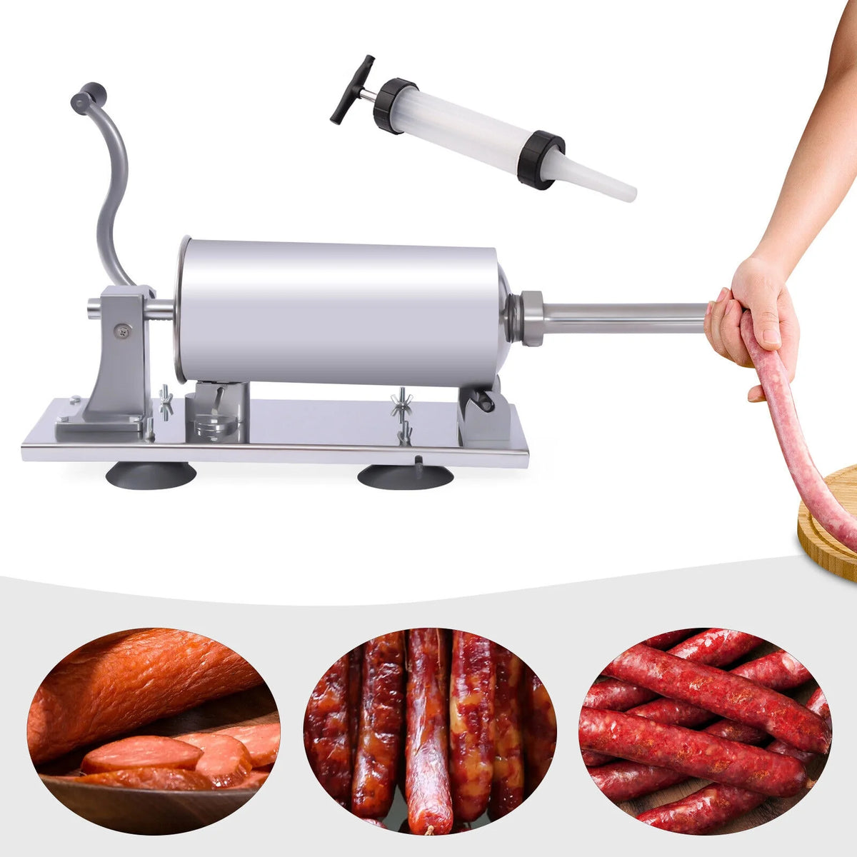 8LBS/4L Manual Stainless Steel Sausage Stuffer I35058
