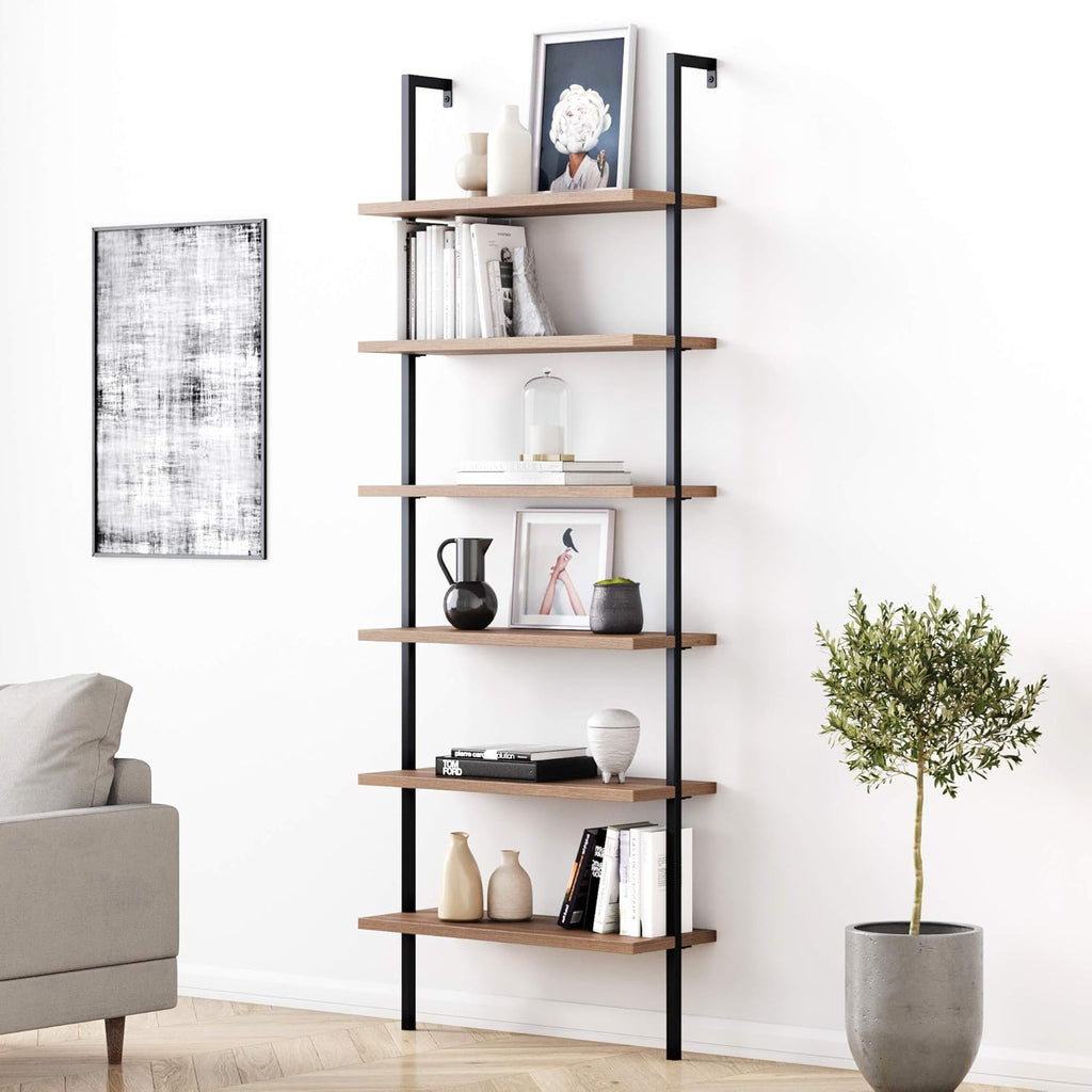 5-Shelf Oak Wood Modern Bookcase B999