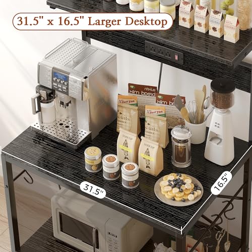 Rustic Brown 4 Tiers Kitchen Bakers Rack with Power Outlet X15165