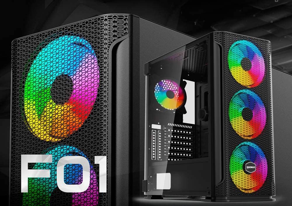 ATX Desktop Computer Case with ARGB LED Fans and Tempered Glass Side Panel Pack of 2 C44176