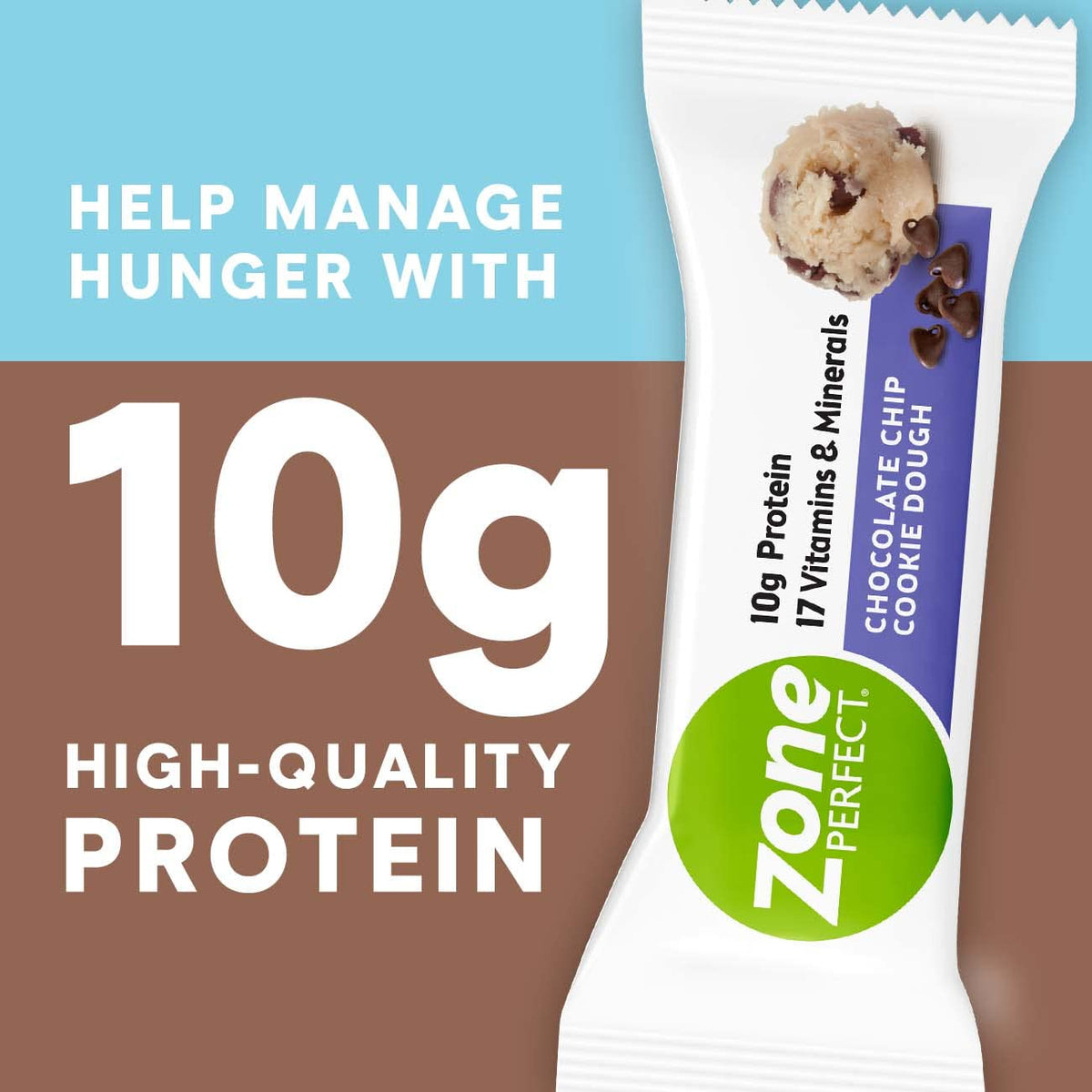 Chocolate Chip Cookie Dough Protein Bars, 10g Protein, 12 Bars L8217