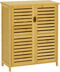 Bamboo Bathroom Storage Cabinet with Shutter Doors and 2 Shelves P8900