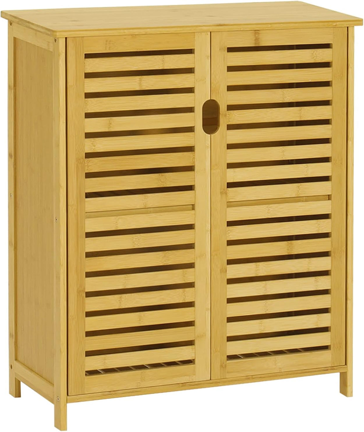 Bamboo Bathroom Storage Cabinet with Shutter Doors and 2 Shelves P8900