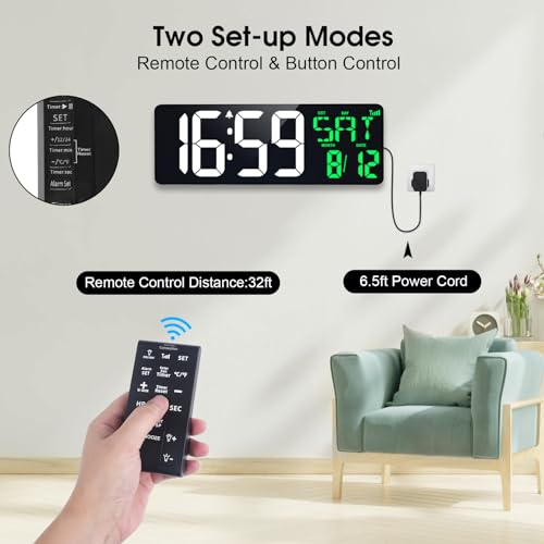 17 Inch Digital Wall Clock with Remote N946
