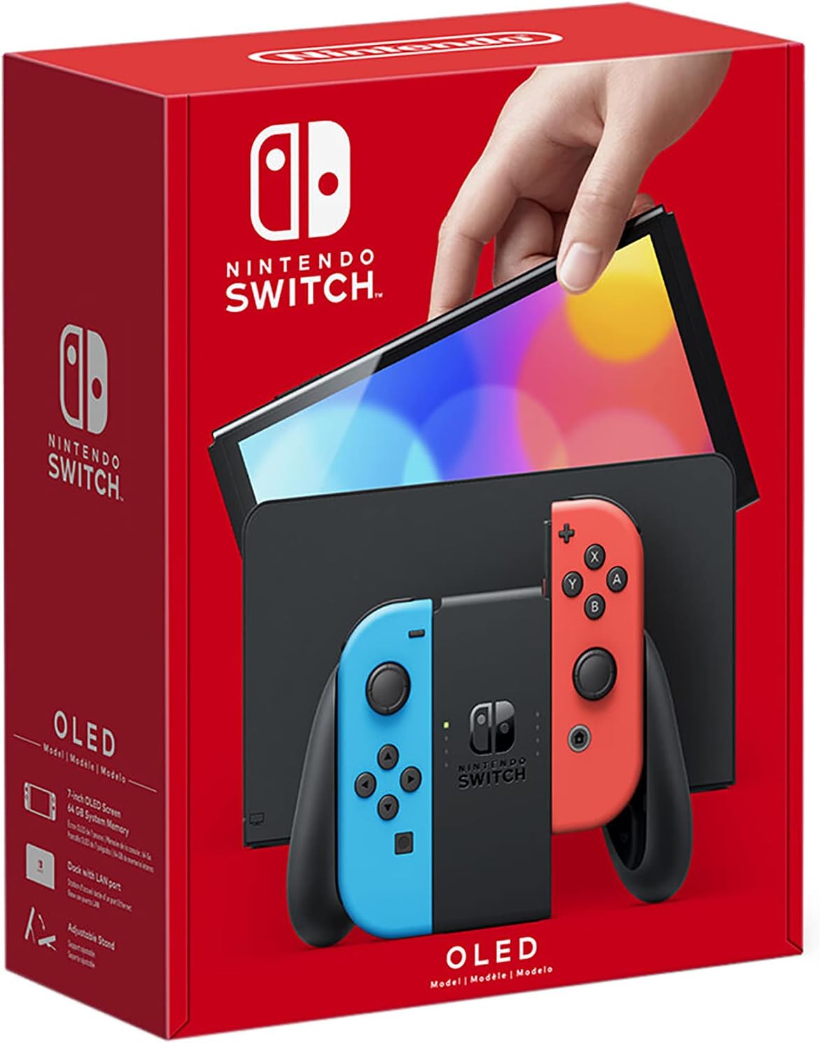 Switch OLED Model with Neon Blue and Red Joy-Con, Black Dock - 7" OLED Touchscreen, 64GB Internal Storage A1132