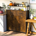 Dual Tilt Out Trash Cabinet with 2 Drawers and Shelf O654