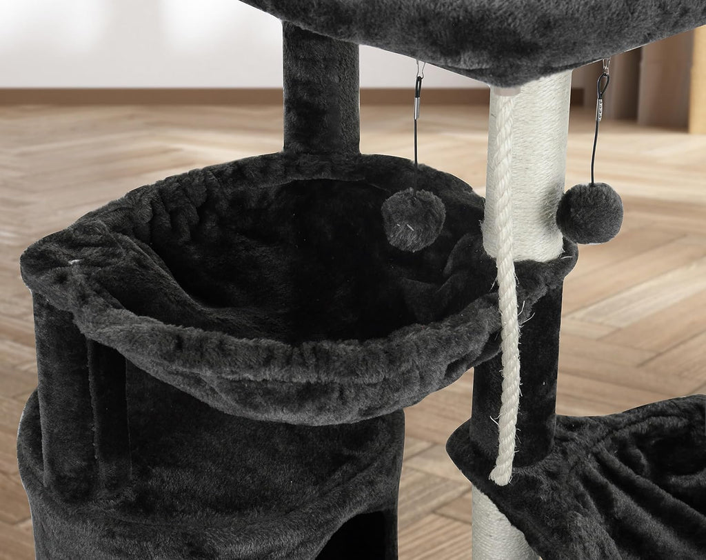 Darkgray Cat Tree with Cat Condo and Two Hammocks N3142