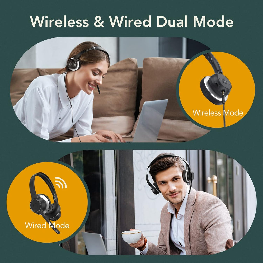 Bluetooth Headphones with Microphone, Wireless On Ear 22H Battery Life, Pack of 2 S8859