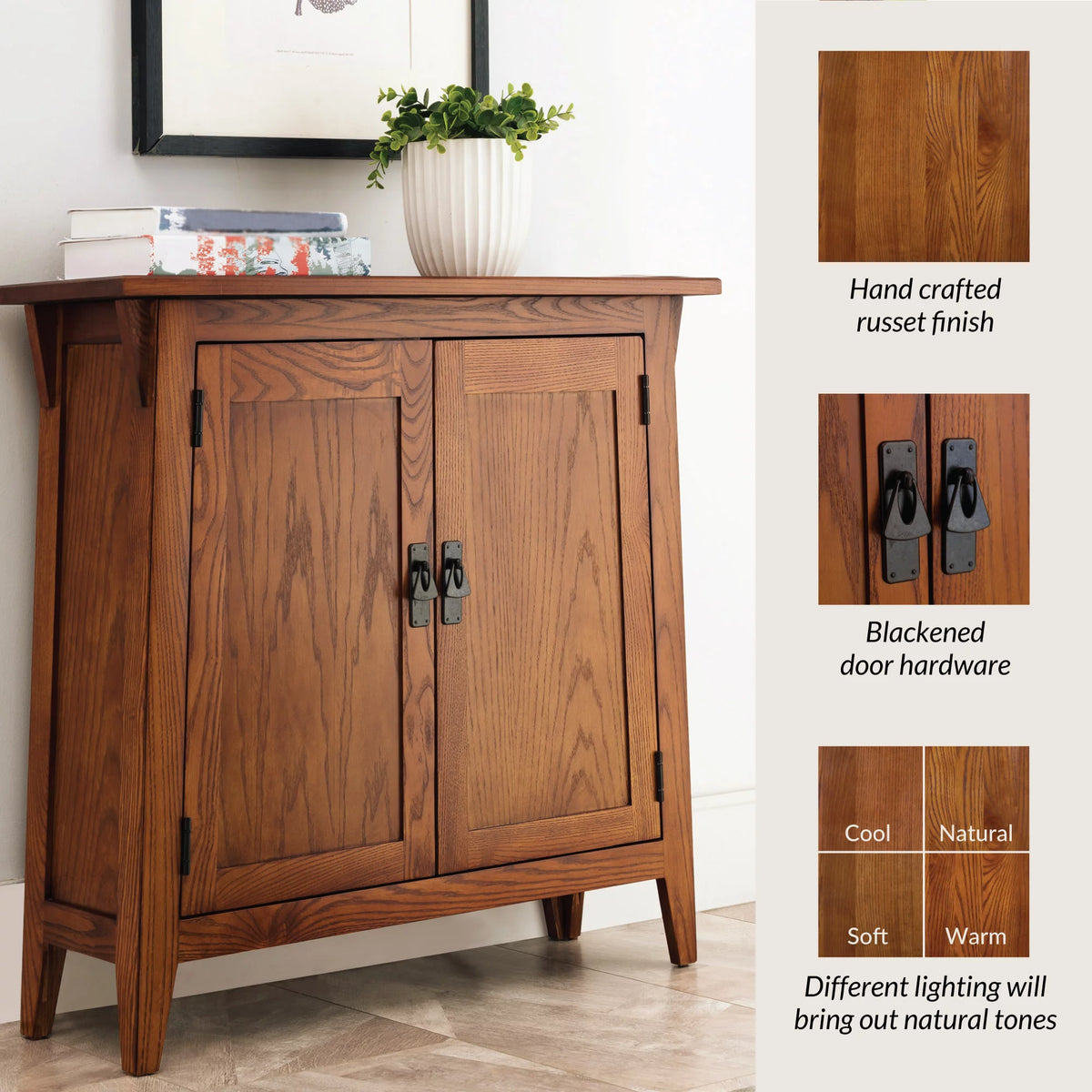 Solid Wood Hall Stand, Rich Russet Finish K59959