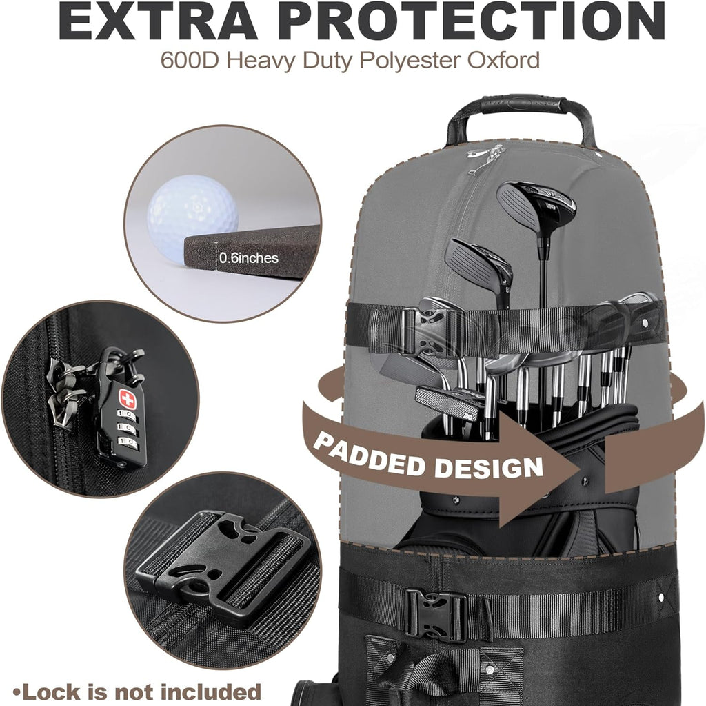 Heavy Duty 600D Polyester Oxford Golf Travel Bag with Wheels W2858