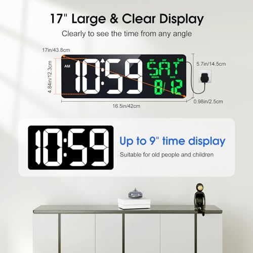 17 Inch Digital Wall Clock with Remote N946