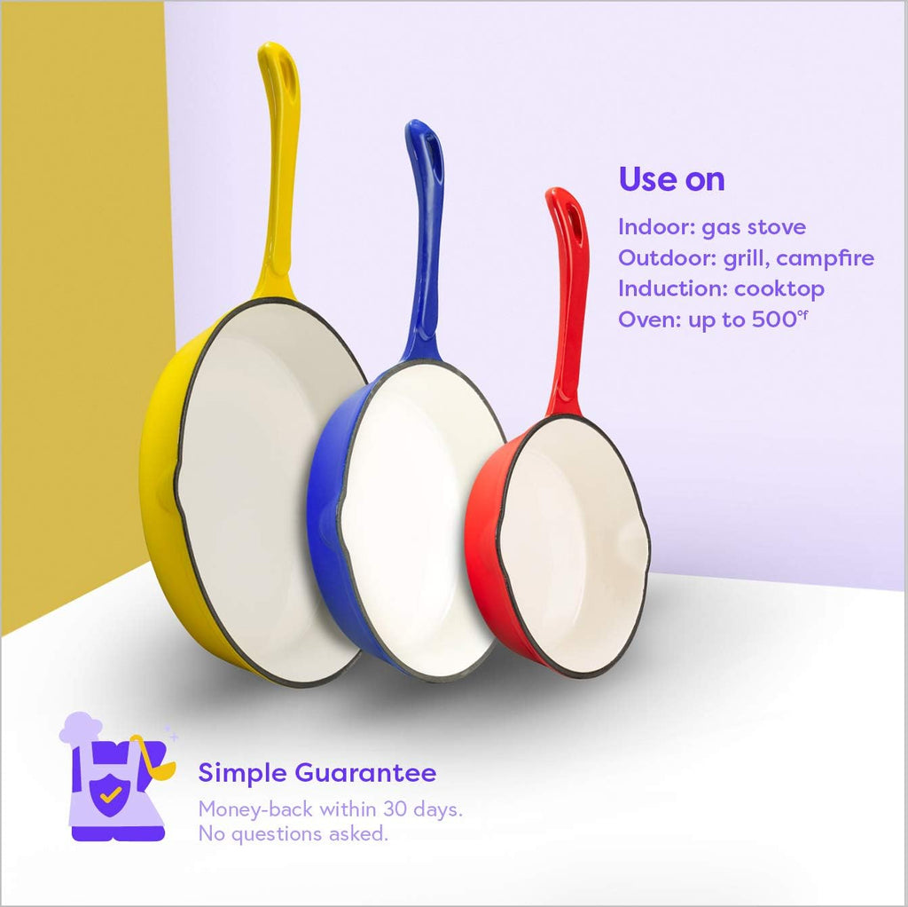 Enameled Cast Iron Skillet with Pour Spout Set of 3 R144303
