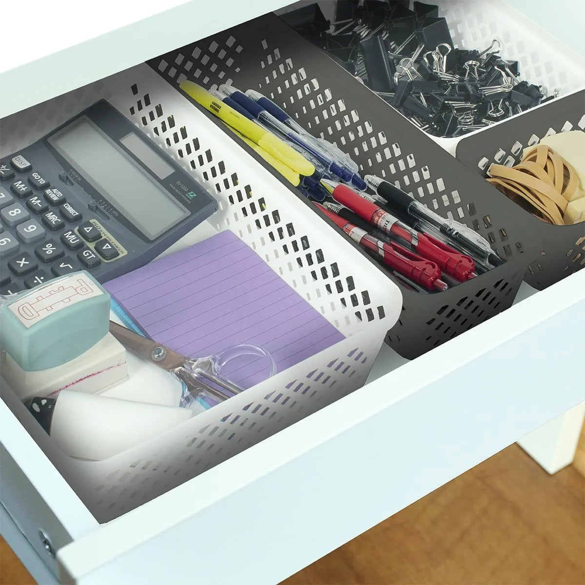 White 6 Pack Plastic Storage Basket Set S5058