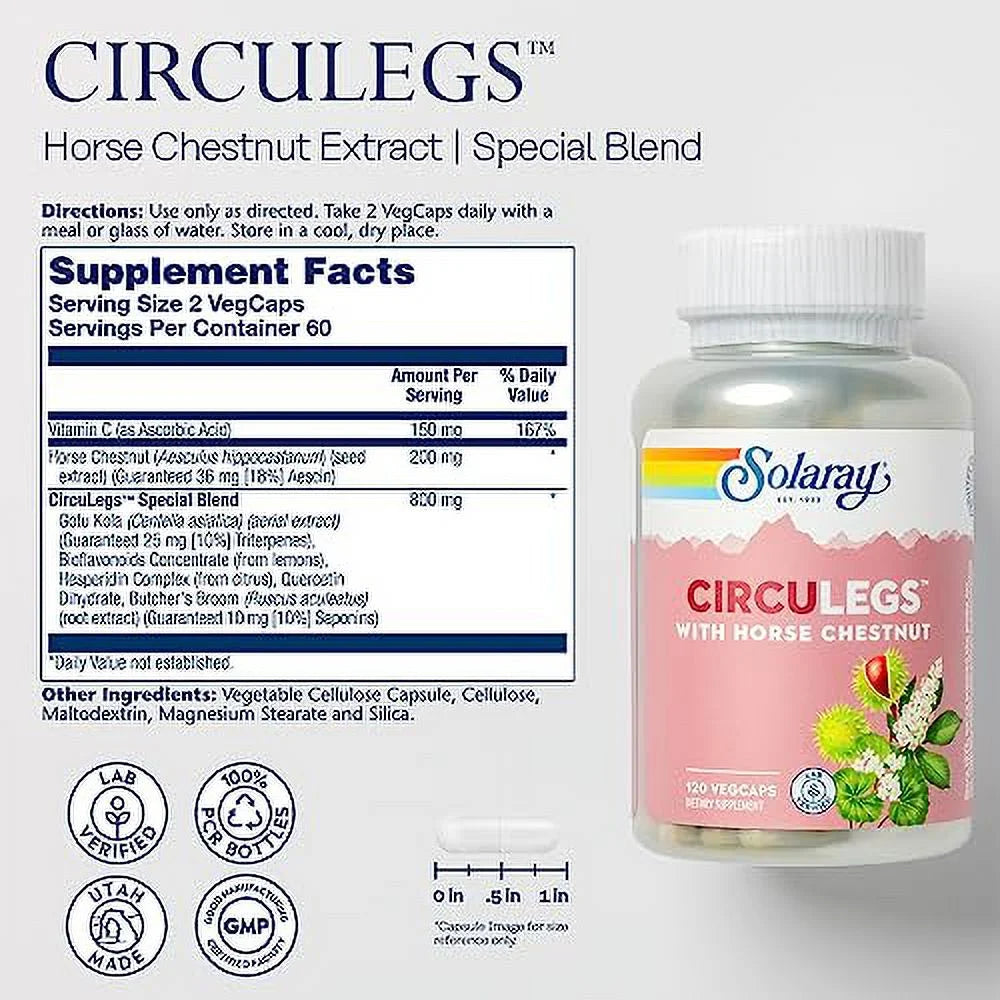 CircuLegs with Horse Chestnut Extract, Gotu Kola, Butcher's Broom, 120 VegCaps Z569