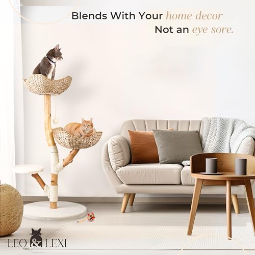 Solid Wood Cat Tree with Scratching Post and Bed M4060