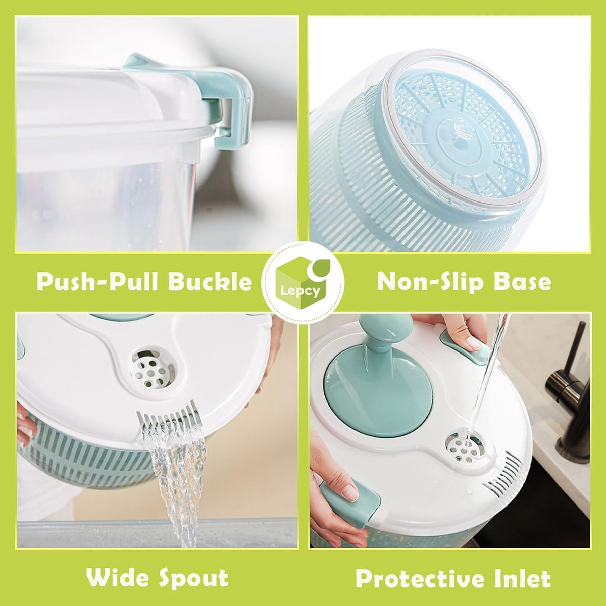 4.8 Qt Large Capacity Salad Spinner with Storage Lid L3768