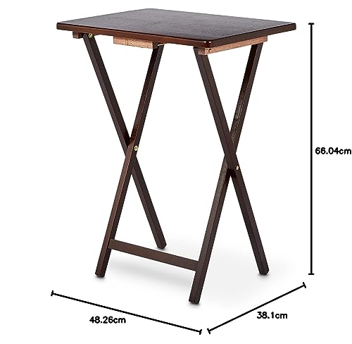 4-Pack Black Rectangular Folding Tray Table with Storage Rack U5828