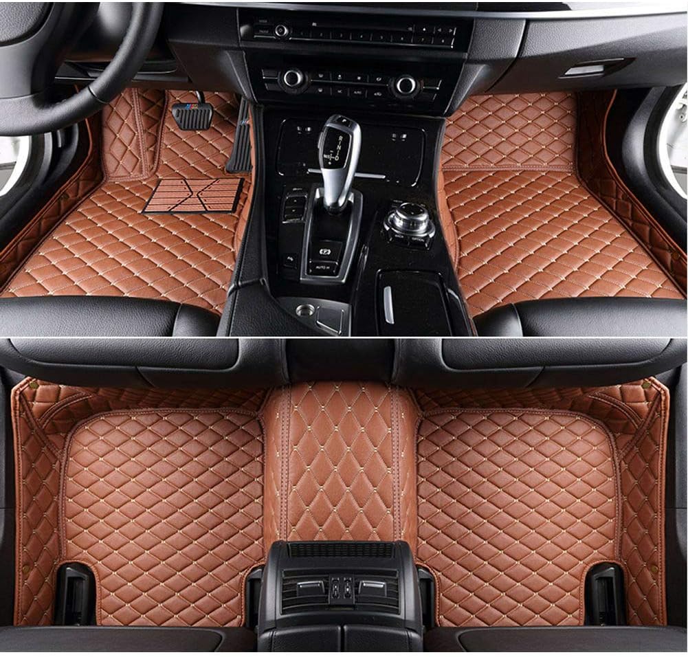 Custom Car Floor Mats Non-Slip Leather Floor Liners Black White Q519