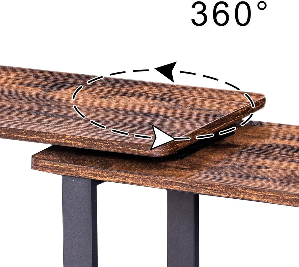 360° Free Rotating Sofa Side Table with 2 Tier Storage Shelves T824850