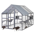 Grey Extra Large Wooden Outdoor Cat Enclosure with Canopy E7041