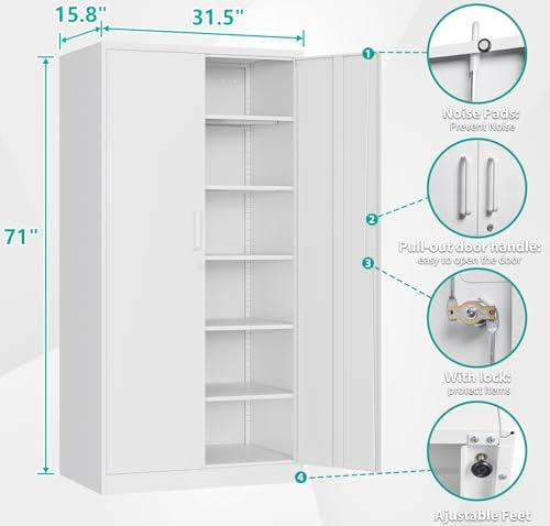 Metal Storage Cabinet with 2 Adjustable Shelves 36" H J19834