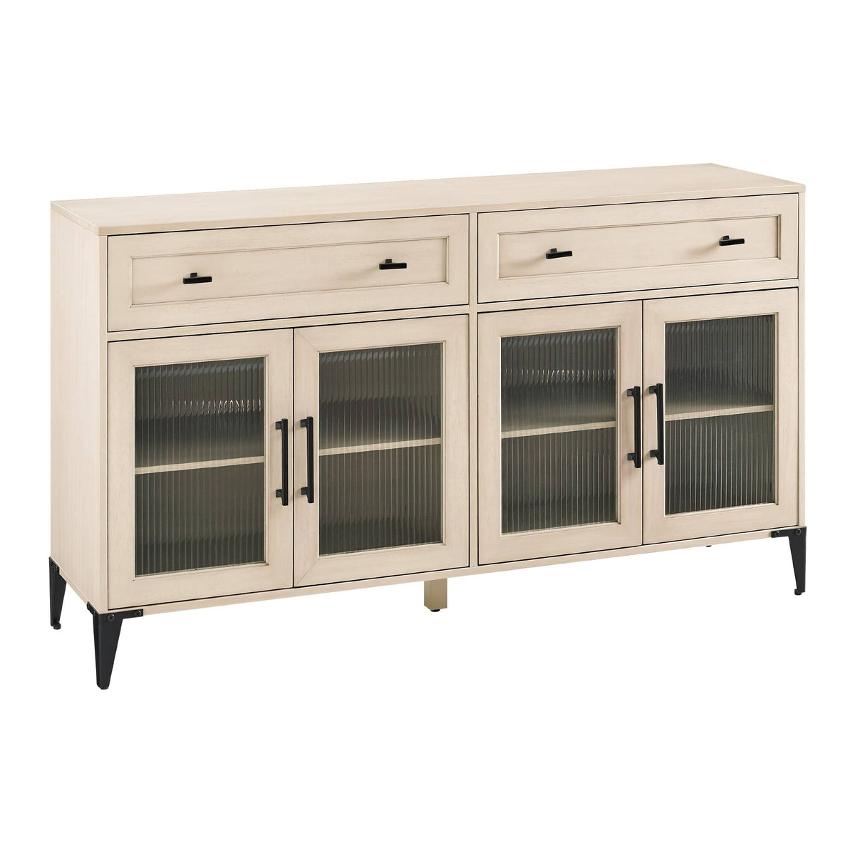 58-Inch 2-Drawer Fluted Glass Door Sideboard U879660