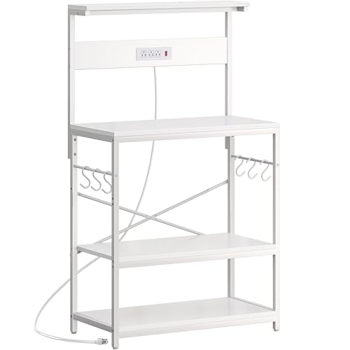 Rustic Brown 4 Tiers Kitchen Bakers Rack with Power Outlet X15165