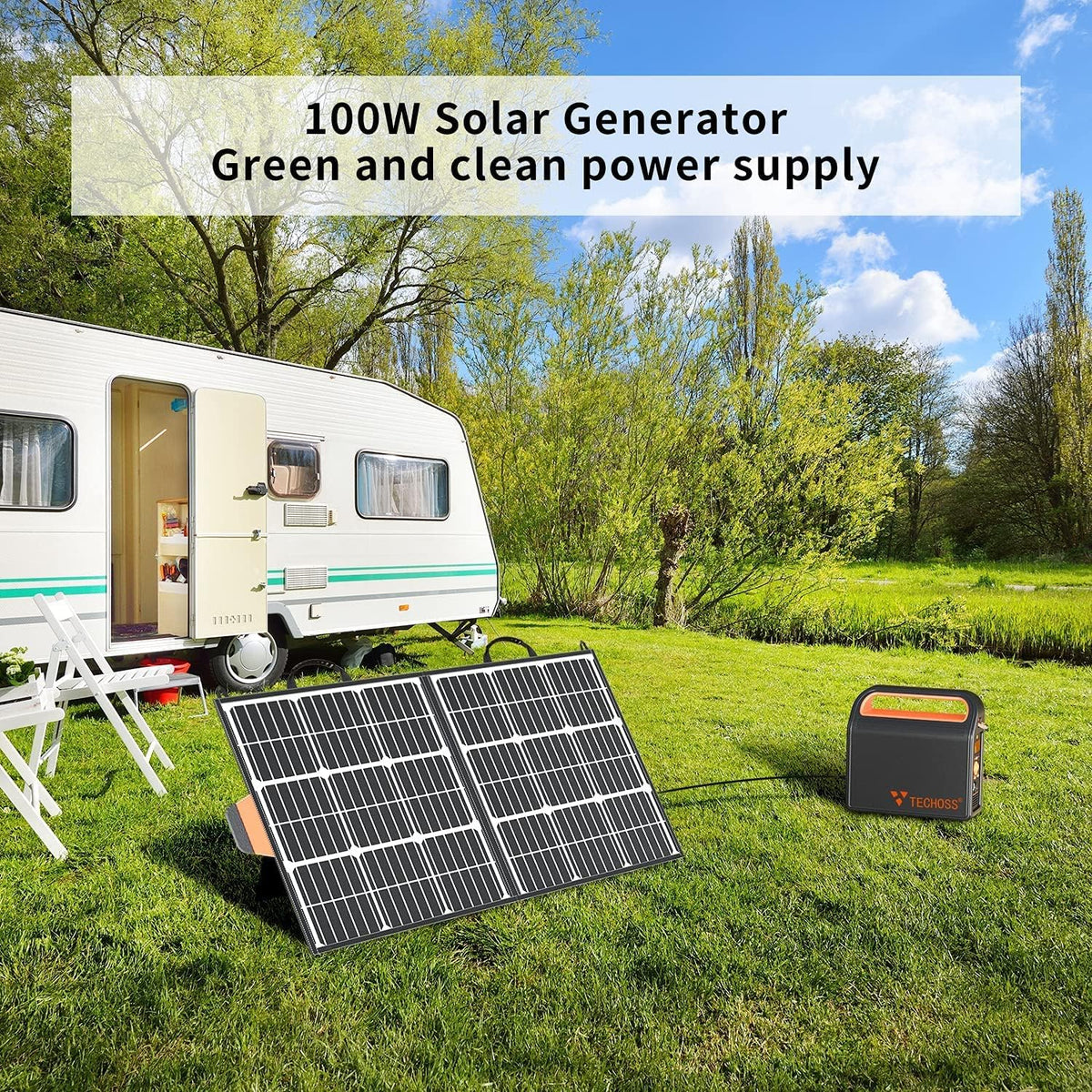 100W Portable Foldable Solar Panel with USB QC 3.0 & Type C W554