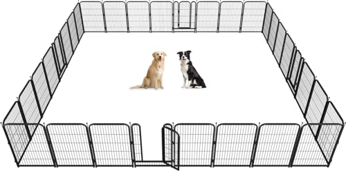 40 Inch 16 Panel Metal Dog Playpen Black-Silver I601695