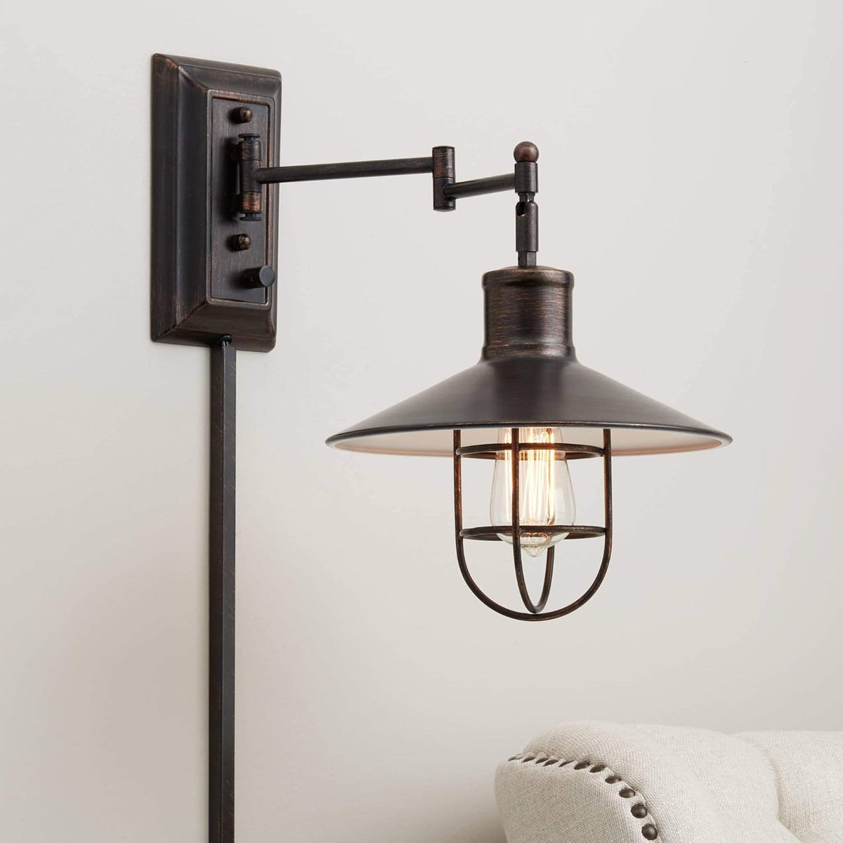 Brushed Bronze Swing Arm Wall Lamp I215