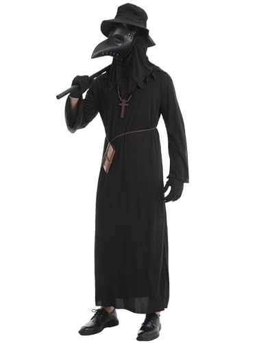 Plague Doctor Costume Set 8 in 1 Halloween Costumes Plague Doctor Mask Outfit S493