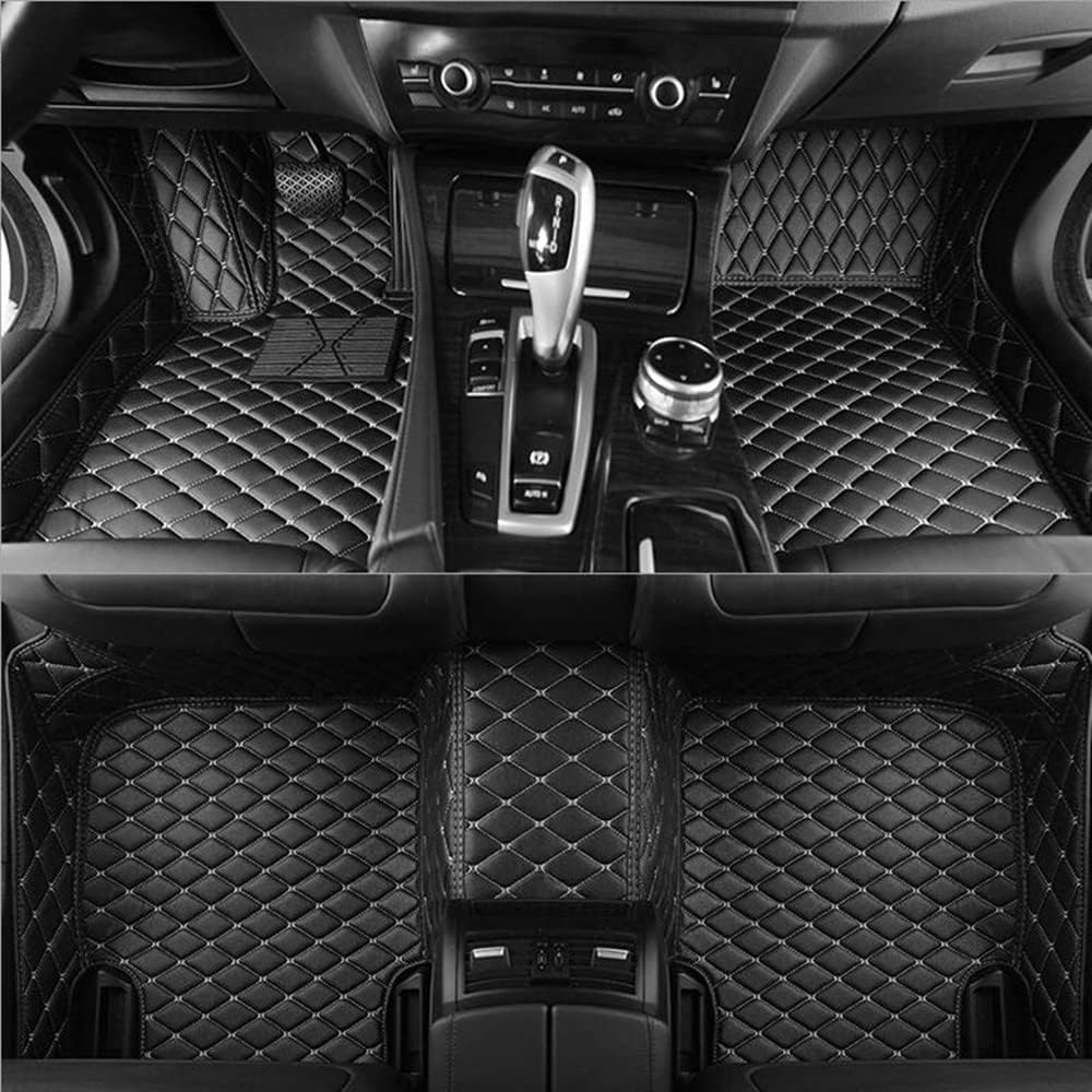 Custom Car Floor Mats Non-Slip Leather Floor Liners Black White Q519