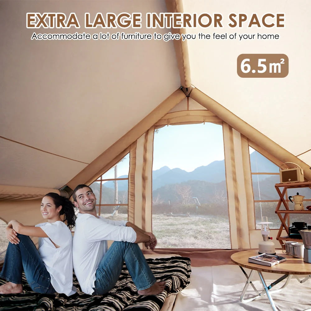 Inflatable Tent Air Tent Large Glamping Tent with Pump Waterproof Oxford Air Tent 4 Seasons Windproof Tents for Family Camping for 4-6 Persons M112237