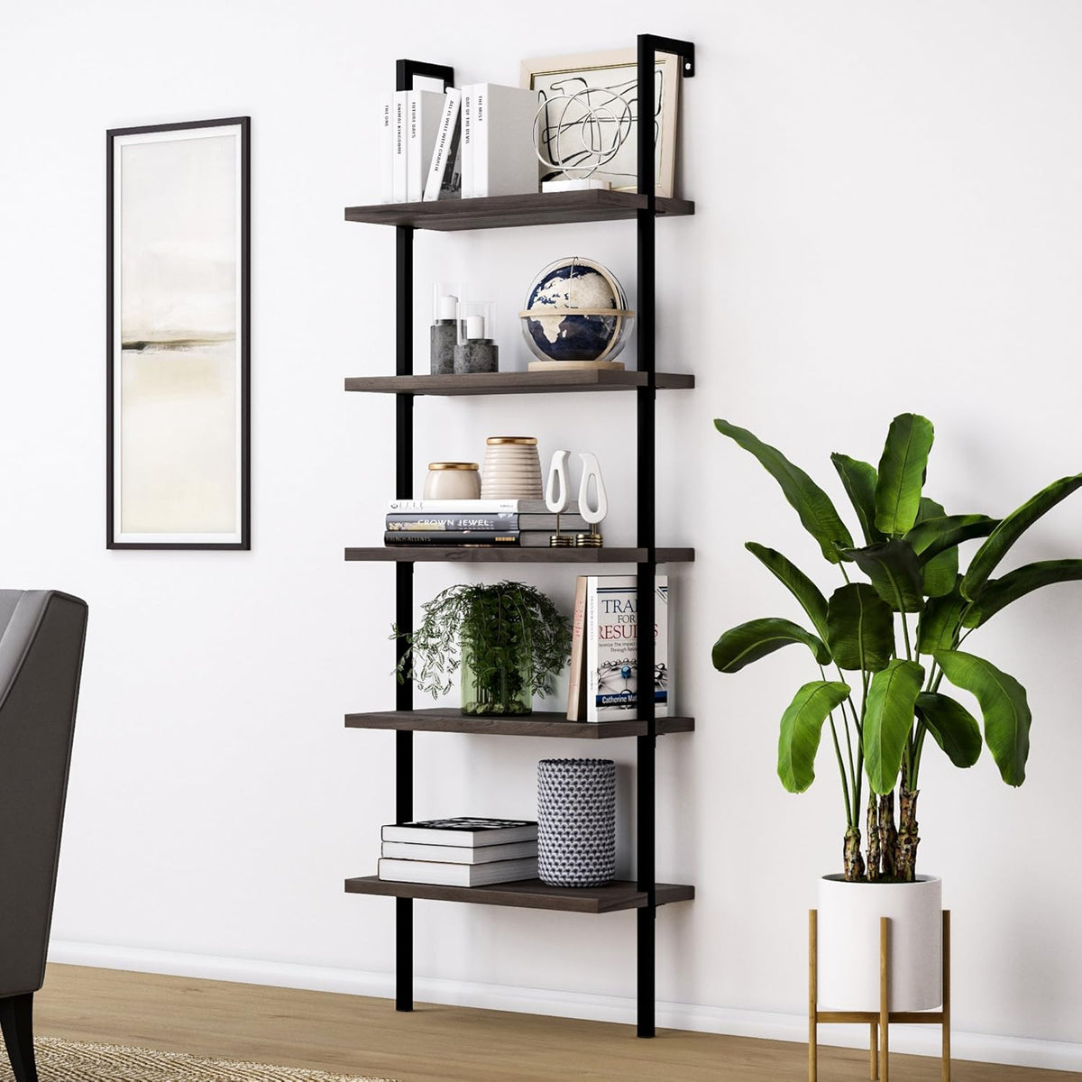 5-Shelf Oak Wood Modern Bookcase B999