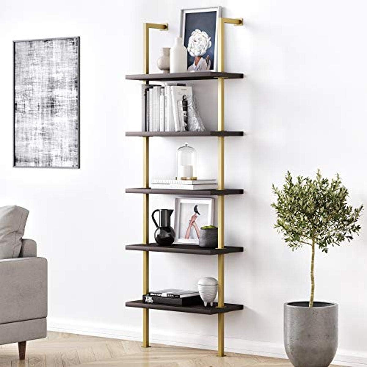 5-Shelf Oak Wood Modern Bookcase B999
