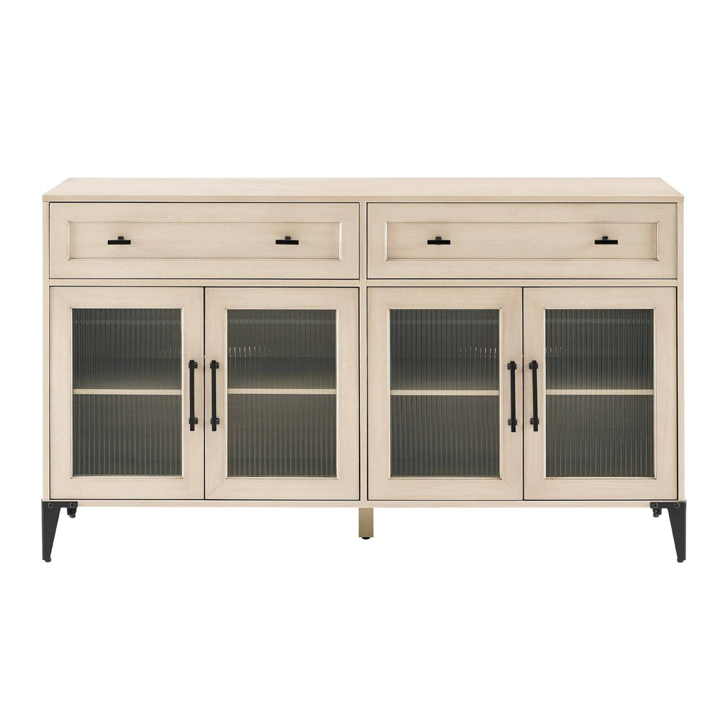 58-Inch 2-Drawer Fluted Glass Door Sideboard U879660