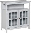 White Kitchen Storage Sideboard Cabinet with Glass Door and Adjustable Shelves G9963