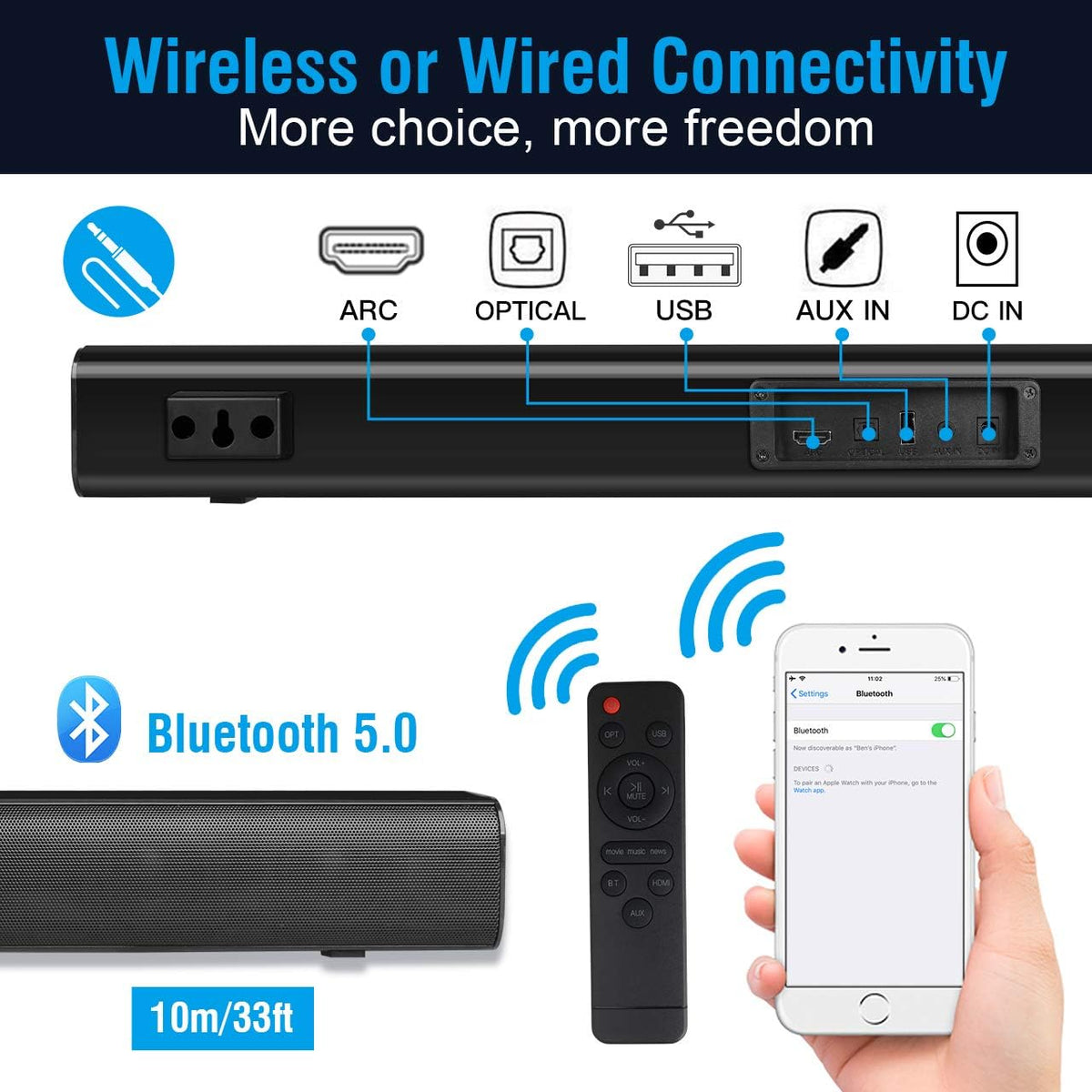 29-Inch TV Sound Bar with Subwoofer W358