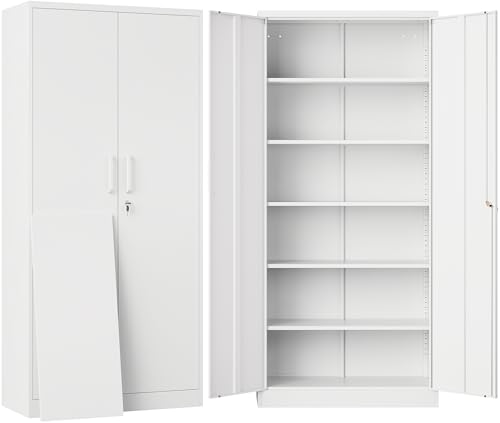 Metal Storage Cabinet with 2 Adjustable Shelves 36" H J19834