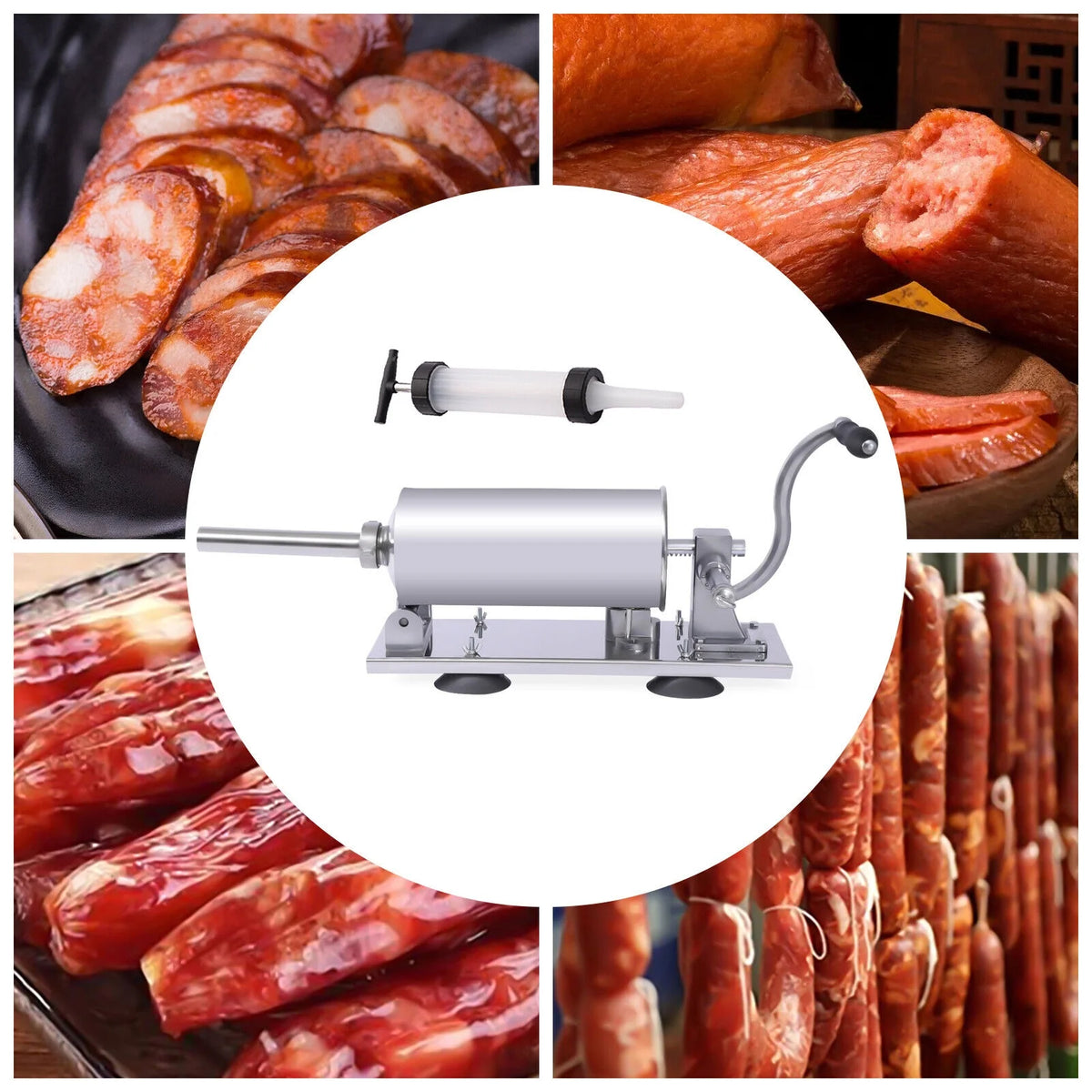 8LBS/4L Manual Stainless Steel Sausage Stuffer I35058