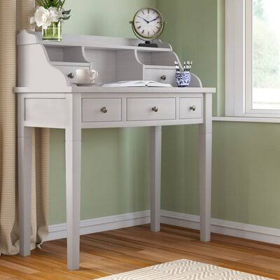 Quartz Gray Secretary Desk with Hutch I470