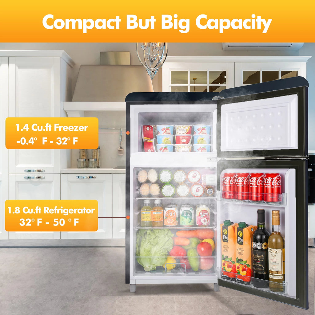 3.5 Cu Feet Two Door Mini Fridge with Freezer, Black Z13604